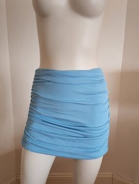 Lightly Worn Tory Burch Turqoise Ruched Mini Skirt